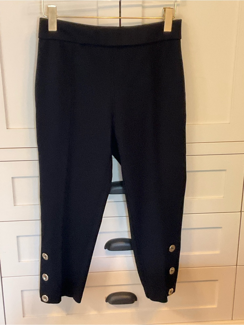 Peruzzi Classic Black Button-Hem Pull-On Pants